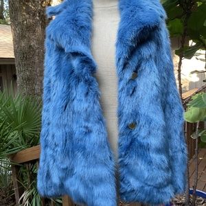 NWT MICHAEL Michael Kors faux fur blue coat peacoat